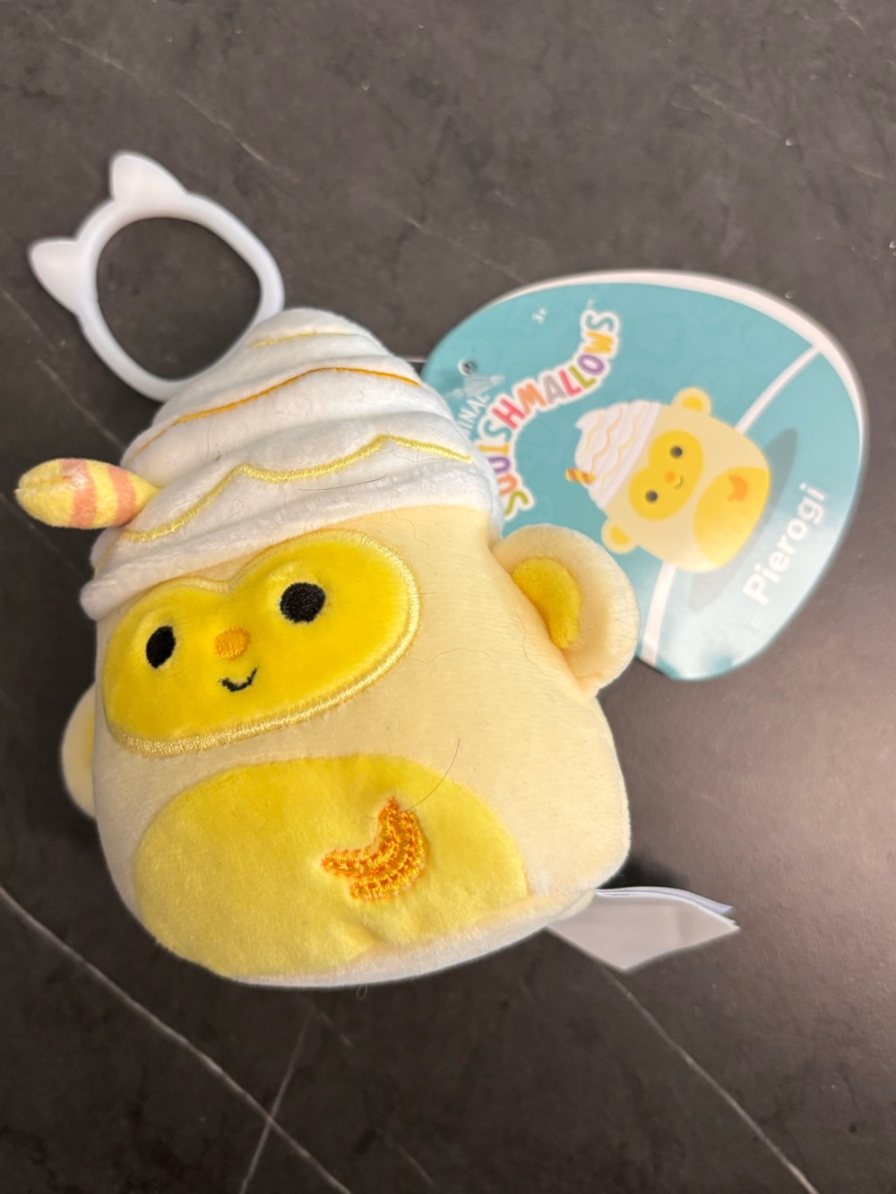 Squishmallows Yellow Cream Pierogi Clip Plush